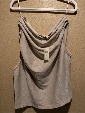 Dolan Anthropologie NWT Silver Shimmer Cowl Neck Camisole -Sz XL